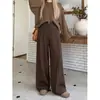Tiro real: Calça de terno designer estilo coreano outono, caimento solto, calça casual para mulheres, calça de perna larga, calça de cintura alta com caimento fluido