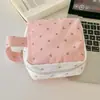 Bolsa de Maquillaje Estilo Coreano con Lunares de Corazón para Mujer 2026 Nueva Portátil para Salir Monedero Bolsa Cuadrada Pequeña Bolsa para Guardar Compresas