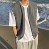 Chaleco tipo suéter japonés holgado para hombre, chaqueta tipo cárdigan de punto con cremallera, estilo universitario, personalizado, de otoño