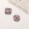 Estilo Retro Suave Café con Leche Rayas Cuadrículas Botones de Tela Redondos Cuadrados DIY Ropa Bolso Hebilla Accesorios de Joyería