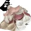 9826 # Sujetador sexy de color liso con cuello redondo y espalda descubierta, ropa interior básica push-up de alta elasticidad, sin restricciones, con almohadillas incorporadas