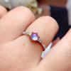 Anillo de Joyería con Gema de Nuevo Color, Plata 925 Electrochapada con 18K, Incrustado con Piedra Lunar Azul Natural, Diseño Redondo Simple, Una Pieza para Venta al Por Mayor