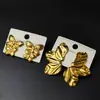 Pendientes Metálicos Transfronterizos, Flores Geométricas, Pendientes Brillantes Irregulares Plegados, Diseño Personalizado, Pendientes de Acero de Titanio Chapado en Oro