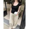 Top de Malha com Gola U Estilo Coreano com Base de Camiseta Branca de Manga Curta Emagrecedora para Mulheres, Estilo Fino de Verão com Mangas Bufantes Top Base