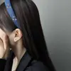 Faixa de Cabelo Azul Artística Vintage para Mulheres com Coroa Alta, Acessório de Cabelo Versátil de Moda de Luxo de Alta Qualidade