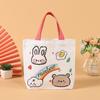 Bolsa de lona de mano con dibujos animados de feliz cumpleaños para niños, bolsa de regalo de un año, bolsa de algodón impresa de mano.