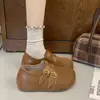 Zapatos Individuales Retro de Piel Sintética con Punta Dividida y Tacón Oculto para Mujer 2026 Nuevo Llegada de Otoño Mocasines Meilade con Correa de Doble Hebilla Zapatos Pequeños de Cuero