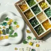 Serie Verde Amarillo de Fuegos Artificiales de Vidrio Checo Doméstico Placa Grabada Hoja Hecha a Mano Pintada con Oro Materiales y Accesorios para Pulsera DIY