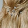 Grampo de cabelo de flor moderno estilo coreano presilha de palavra feminina acessório de cabeça com strass atmosfera temperamento coque de noiva acessórios de cabelo alta qualidade
