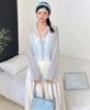 Cárdigan de Chifón con Borde de Hongo a Juego Más Fácil con Top Corto Suave con Cordones Verano Estilo Coreano Camisa Chal Protector Solar para Mujer