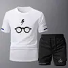 2025 Nuevo Traje Deportivo Casual de Verano para Hombre, Transpirable, de Secado Rápido, Dos Piezas, Cuello Redondo, Manga Corta, Moderno