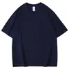 Camiseta de Algodão Penteado Pesado 200g de Manga Curta para Homens, Verão, Corte Solto, Camisa Base Lisa Versátil, Roupa Masculina, Em Estoque Atacado