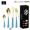 Cubiertos de Acero Inoxidable Transfronterizo de Amazon Cuchillo y Tenedor 1010 Cuchillo, Tenedor y Cuchara de Estilo Occidental Juego de 24 Piezas Cuchillo y Tenedor para Carne Caja de Regalo