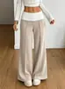 Comercio Electrónico Transfronterizo Europeo y Americano Otoño/Invierno 2026 Nueva Moda Casual Color Sólido Caída Amplia Pierna Pantalones Largos para Mujer de Largo hasta el Suelo Casual
