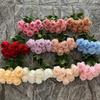 Novo Arranjo de Flores de Casamento Simulado Flor Falsa Flor de Fundo para Palco de Auditório Estrada Chão com 9 Cabeças de Rosa Redonda Fantasia Flores de Seda em Casa