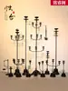 Candelabro de hierro fundido lámpara de aceite antigua retro portavelas medieval B&B hotel sala de té Zen adornos de decoración suave lámpara de pie lámpara de mesa