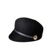 Hebilla de Cinturón Estilo Japonés Insignia Decorativa Gorra de Equitación para Mujer Otoño e Invierno Lana Vintage Borde Pequeño Gorro de Caballero Gorra de Moda Tendencia