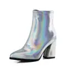 Zapatos de mujer de comercio exterior charol punta tacón grueso botines de mujer estilo europeo y americano moda botines de mujer talla grande 32-43 comercio exterior Amazon