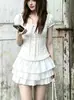 Estilo coreano, suave e doce, gola quadrada, mangas bufantes curtas, feminino, verão, novo estilo, acinturado, versátil, deslumbrante e bonito, conjunto