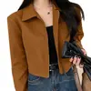 Chaqueta Casual Corta de Moda con Cremallera, Manga Larga, Bolsillos, Estilo Petite, para Mujer, Transfronteriza Europea y Americana, 2026