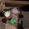 Anel de Calcedônia com Banhos de Prata, Incrustado com Pedra Fluorescente Branca Gelo de Alta Qualidade, Anel Feminino de Estilo Elegante, Pedra Preciosa de Ágata Branca, Fornecimento Atacado para Transmissão ao Vivo
