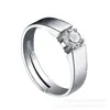 Anel de Casal em Prata de Lei S925 Anel Simples de Seis Garras com Diamante Sintético para Homem e Mulher Anel Masculino Anel para Casal Anel de Personalidade