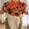 Manta Tejida a Mano Terminada Regalo Manta de Flor Rosa Regalo del Día de la Madre para Novia Manta de Sofá de Lirio del Valle Manta de Ramo