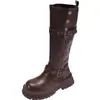 Botas altas de caña ancha con puño, botas de montar de tubo alto para mujer, nuevo estilo otoño 2026, botas altas para mujer de talla grande con piernas gruesas