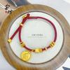 Benmingnian Ankra Cuerda Roja Oro Chapado Huang Caishen Bobina Punto Taladro Anillo Corredizo Cuerda de Mano Pulsera Accesorios DIY para Novia