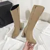 Cross2026 Otoño Invierno Nuevas Botas Largas Hasta la Rodilla de Pantorrilla Ancha, Punta Fina, Tacón Grueso, Simples, Adelgazantes, Fruncidas, para Mujer