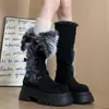 Nuevas Botas de Nieve Elegantes y Adelgazantes para Mujer, Botas Largas de Invierno, Tendencia Nicho 2025 Diseño Retro con Forro Polar Añadido y Diseño Engrosado