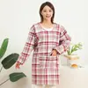 Ropa de Trabajo linda para Vendedor de Guardería de Cocina Manga Larga a Prueba de Aceite Algodón para el Hogar Antiretroceso Mono Estilo Coreano Moda Delantal
