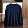 Nuevo Suéter de Cachemira para Otoño e Invierno para Hombre Cuello Redondo Holgado Color Sólido Suéter Casual de Negocios Talla Grande Camisa de Punto Básica