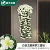 Glicínia Violeta Flor Artificial Pendurada na Parede Parede para Fotografia de Casamento Flor Falsa Pendurada Buquê de Flores Cesta Suspensa para Sala de Estar Decoração de Parede