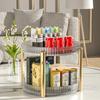 Caja de Almacenamiento Giratoria de Lujo Ligero Chapada en Oro Estante de Almacenamiento Multifuncional para el Hogar Estante de Almacenamiento de Cosméticos Almacenamiento de Condimentos de Cocina