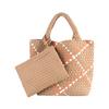 Bolso Tote Tejido a Mano Transfronterizo Tela de Nailon para Buceo Textura de Alta Gama Color en Contraste Cesta de Verduras Cubo Bolso de Mano