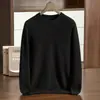 Suéter de Cashmere Espesso de Dupla Camada para Homens, Gola Redonda Pulôver, Tricô de Cor Sólida, Suéter Camada Base, Cashmere Amigo da Pele