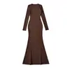 Estilo Deseo Puro Sexy Capa Interior Vestido de Cuello Cuadrado para Mujer Otoño/Invierno Nuevo Adelgazante Temperamento Capa Exterior Ceñido a la Cadera Falda Larga de Cola de Pez