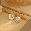 Brincos de Gota de Óleo de Camélia Estilo Francês de Luxo Leve com um Temperamento de Moda de Alta Qualidade, Acessórios de Orelha Versáteis Modernos e Requintados