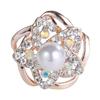 Aleación Pedrería Hebilla para Toalla de Seda de Tres Anillos Combinable Creativa Perla Hebilla para Toalla de Seda Flor Simple Bufanda Bufanda Joyería