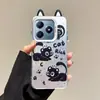 Funda Plateada de Colores con Borde Plateado Adecuada para Realme C63 Caricatura Realme C61 Niñas Reno11F Funda de Teléfono Linda con Diseño de Huella de Gato y Perro