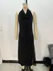 Para Exportação Atacado Spot Transfronteiriço Moda Verão Europeia e Americana Vestido Midi de Renda e Veludo para Festa Feminina