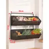 Prateleira de armazenamento de parede para gengibre e alho de cozinha, cesta de parede sem pregos, escorredor multifuncional para vegetais e temperos