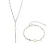 Indústria pesada europeia e americana metal exagerado corrente grossa Pearl costura colar cross-border titânio aço 18K joias conjunto pulseira atacado