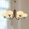 Lustre de sala de estar vintage estilo francês, cor creme, luxo leve, designer retrô, em formato de caqui, iluminação criativa para quarto e sala de jantar