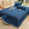 Saia de Cama Acolchoada de Algodão Lavado Classe A Cobre-leito Estilo Princesa Protetor de Colchão Antiderrapante Roupa de Cama de Alta Qualidade Cobre-leito Capa Novo 1