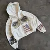 Bandera Nacional de Primavera Europea y Americana para Hombres y Mujeres Hermosos Tops Sueltos de Calle Impresión Estéreo 3D Sudadera con Capucha y Cremallera Street Wear