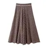 Roupas Femininas Europeias e Americanas Transfronteiriças Aliexpress Ins Venda Quente Moda Saia de Xadrez Pequeno com Renda