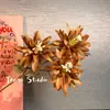 Flores Artificiais com 3 Crisântemos Grande Garra de Caranguejo para Decorações de Casamento, Arranjos Florais, Exibições no Chão, Crisântemos de Beleza, Decorações de Hotel, Crisântemos Garra de Caranguejo