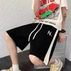 Shorts de Basquete Americano Masculino Verão Casual Esportivo Design de Letras Moda Solto Calça de Cinco Pontos Meninos Adolescentes